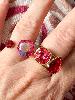 Bague cristal double framboise doré