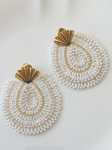 boucles Manille blanc doré