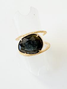 Bague pierres Gloria noir doré