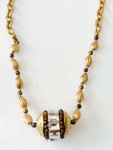 Collier Clyde strass marron doré