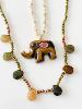 Collier éléphant pierres marron doré