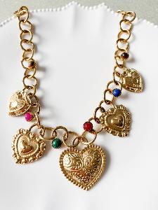 Collier breloques coeurs doré
