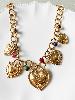 Collier breloques coeurs doré