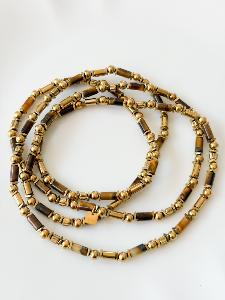 Collier Bracelet pierres marron doré