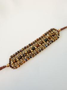 Bracelet pierres Priska marron doré