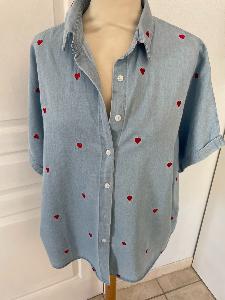 Chemise jean coeur rouge Season du live M