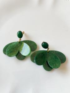 boucles Amélie vert paillettes doré