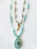 Collier pierre Moon turquoise doré