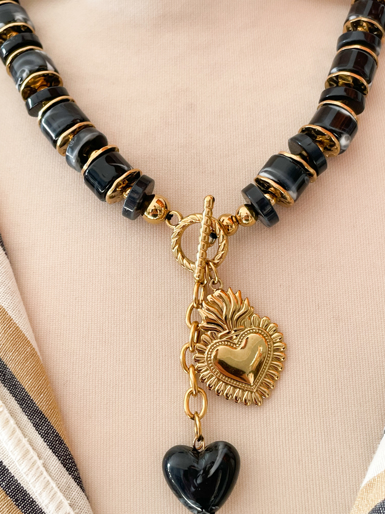 Collier Ame noir doré