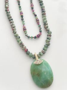 Collier pierre Sophia vert violet doré
