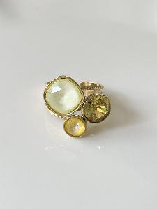 bague cristal jaune doré