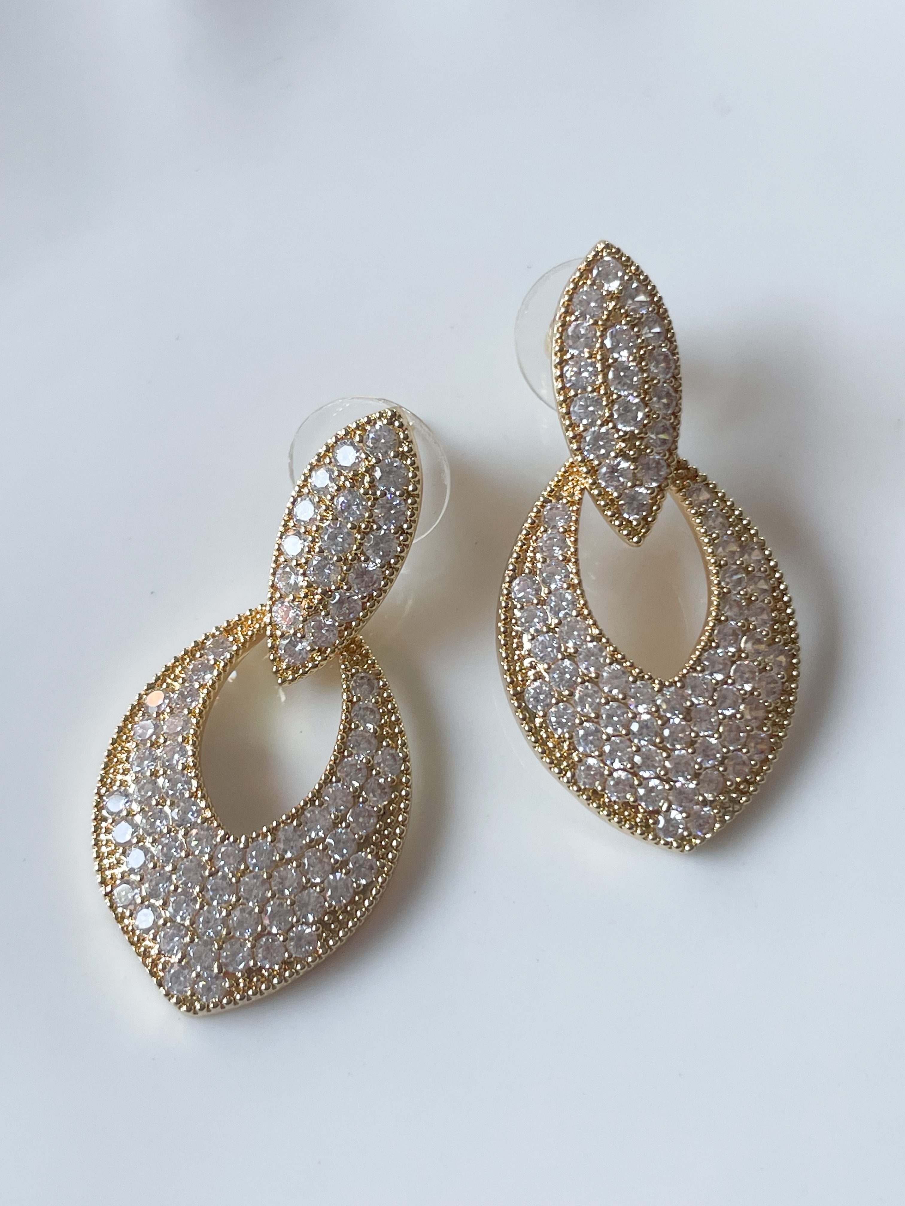 Boucles strass Emilie blanc doré