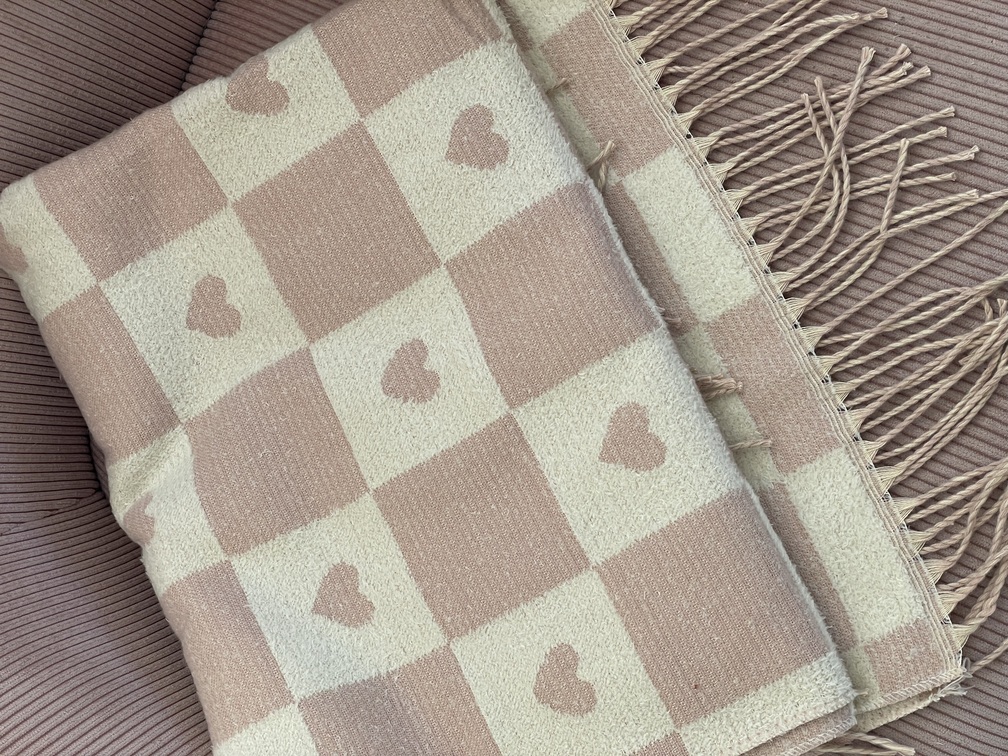 Echarpe toute douce rose coeurs