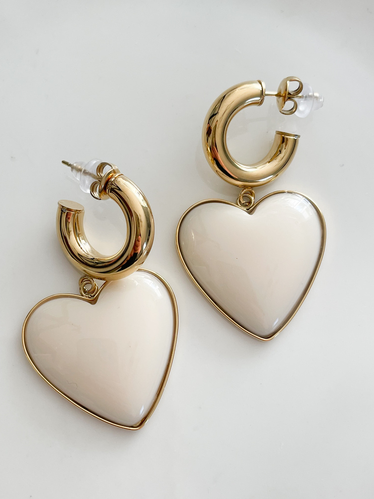 boucles Léa coeur beige doré