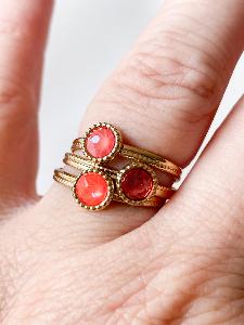 bague cristal fine orange doré