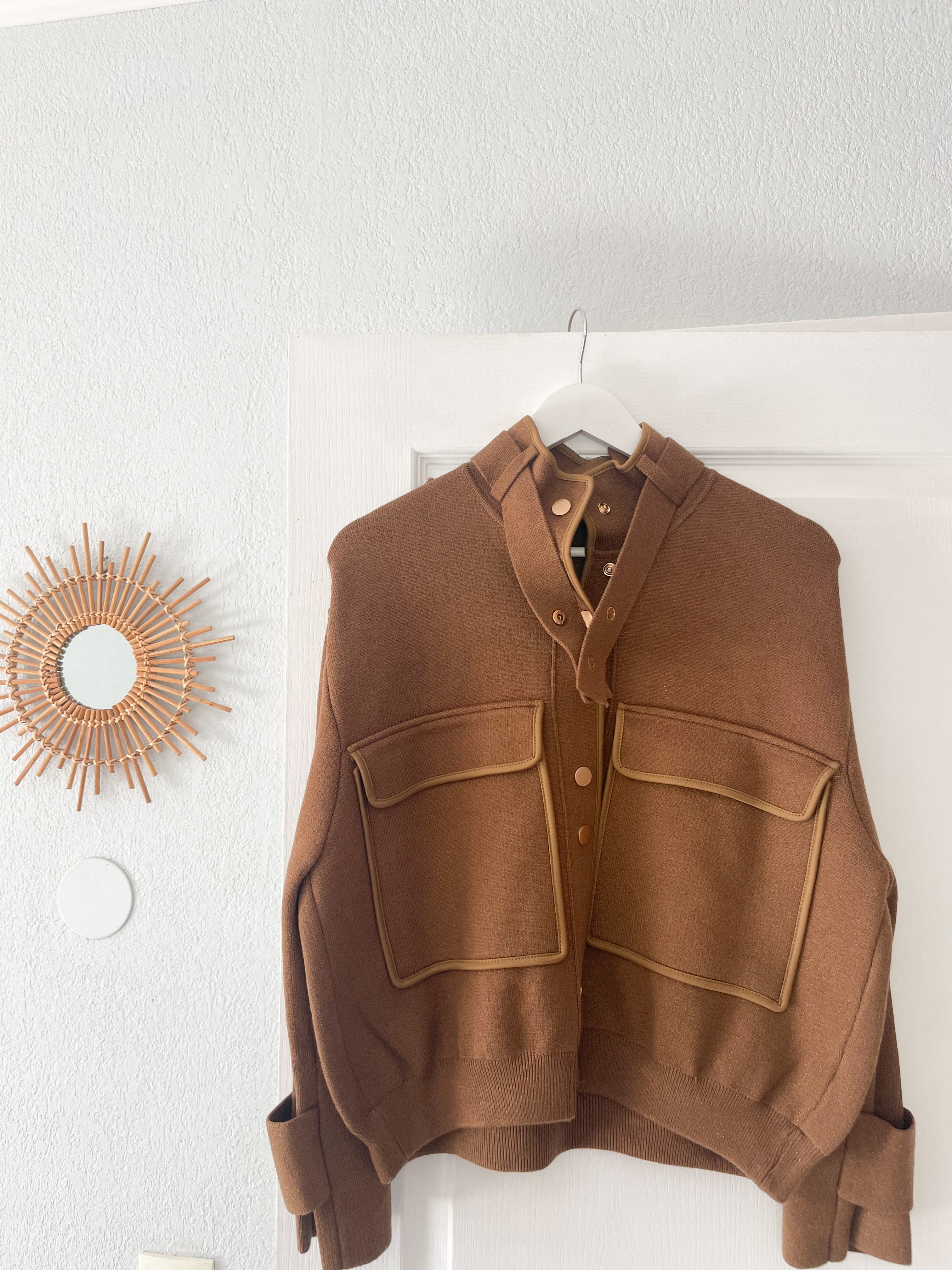 Veste mailles marron et doré taille uniqe
