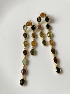 Boucles pierres Cascade doré