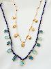 Collier pierres Randy bleu doré