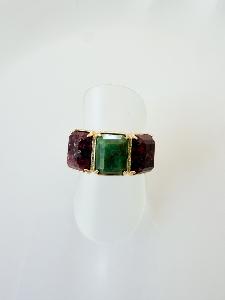 bague pierres Albane prune vert doré 