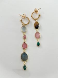 boucles pierres assymétriques doré