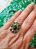 Bague pierres verte doré 