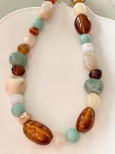 Collier Louise bleu marron doré