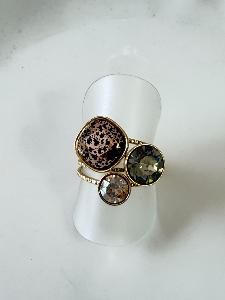 Bague cristal BB tacheté doré