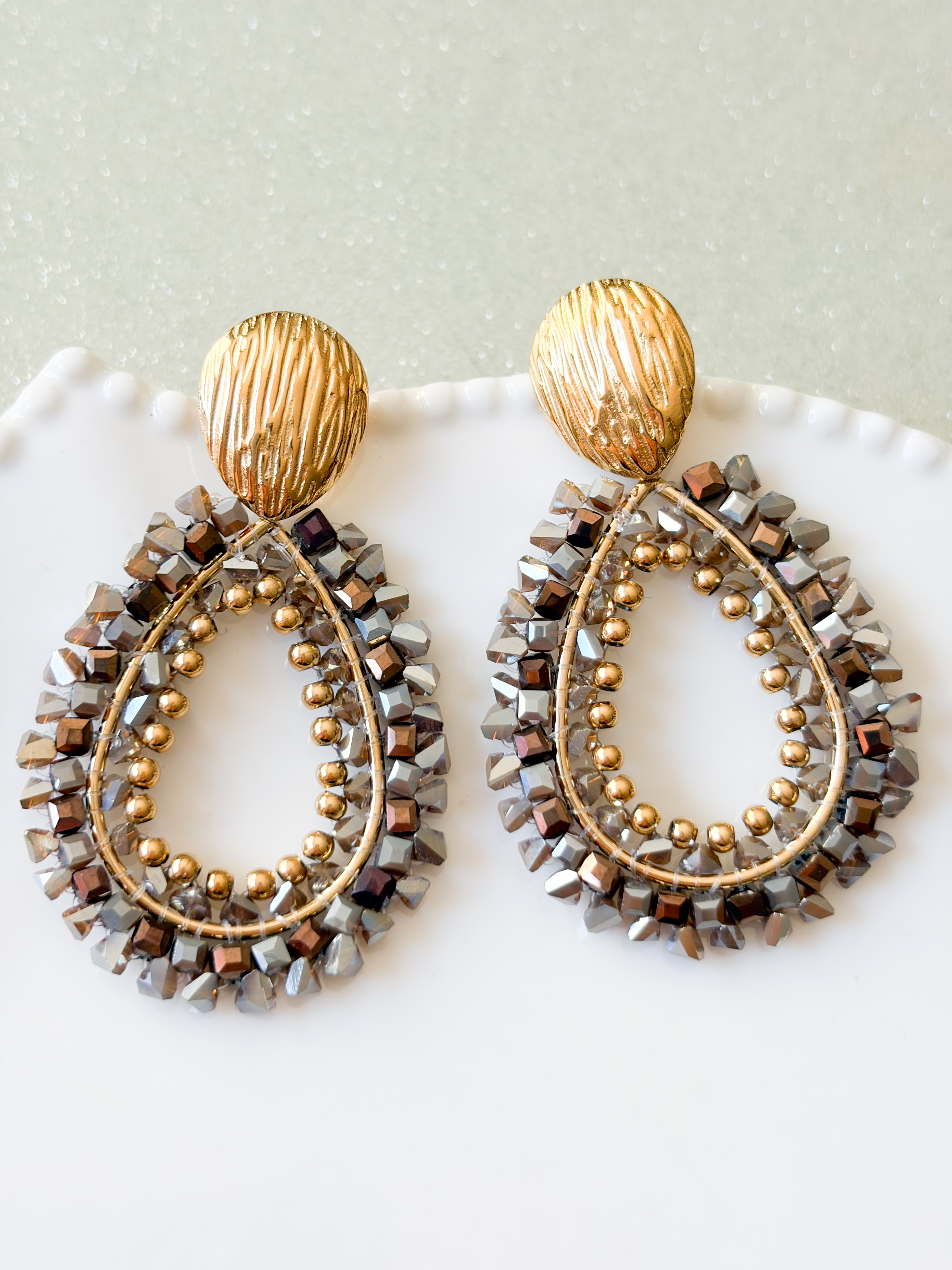 Boucles Roxy gris doré