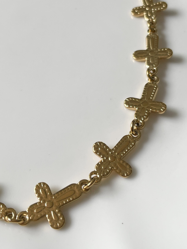 Collier Croix gravées doré