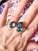 Bague cristal goutte bleu denim doré