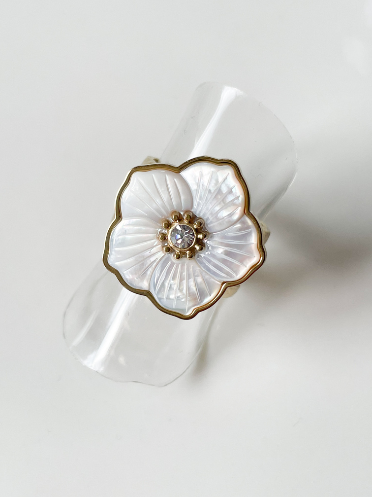 Bague Nacre blanc doré