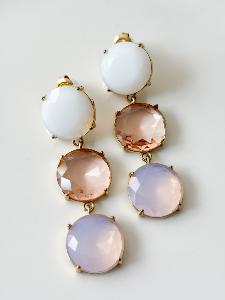 Boucles cristal rondes rose opaque doré