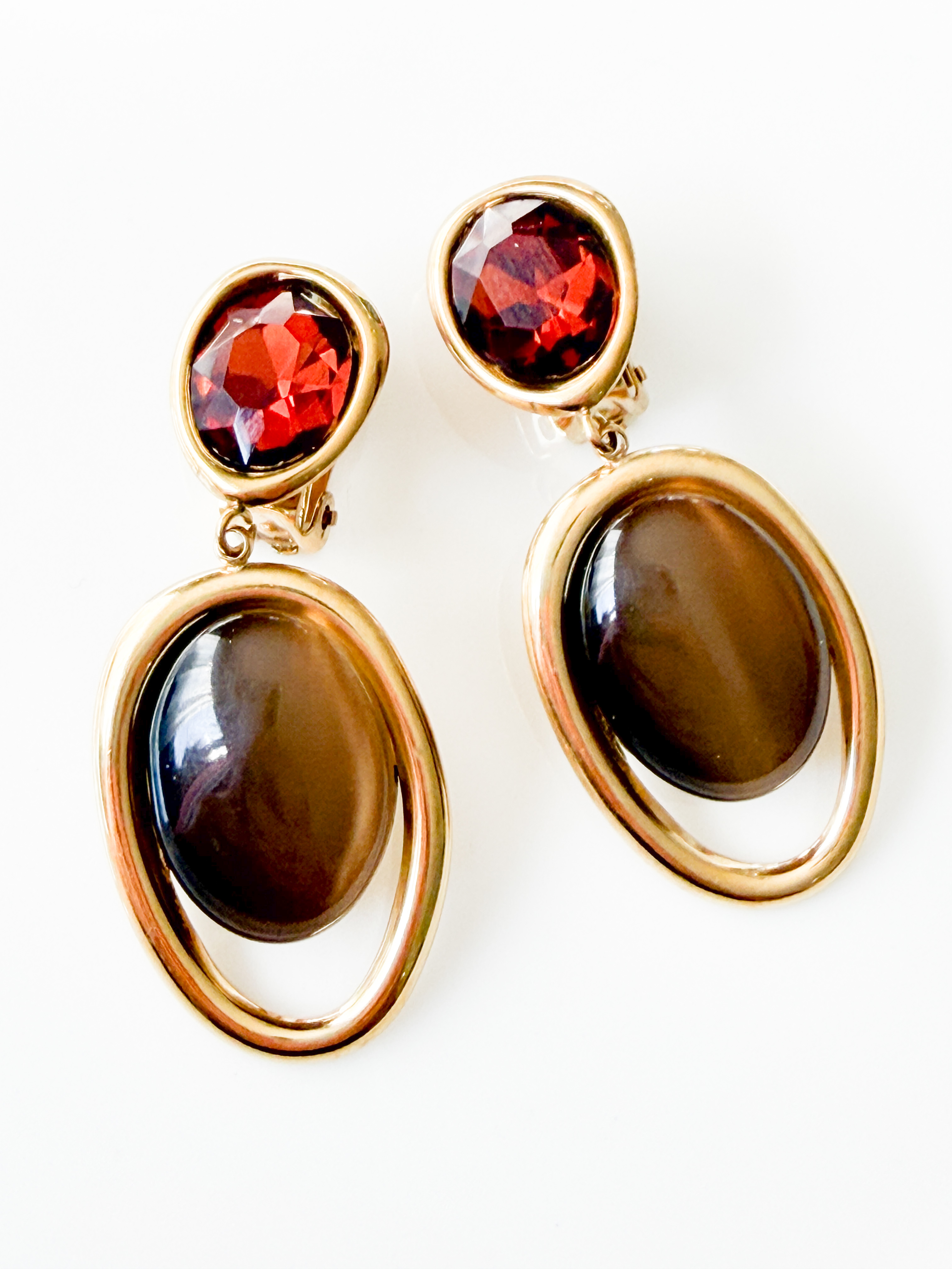 Boucles CLIP Adèle marron doré