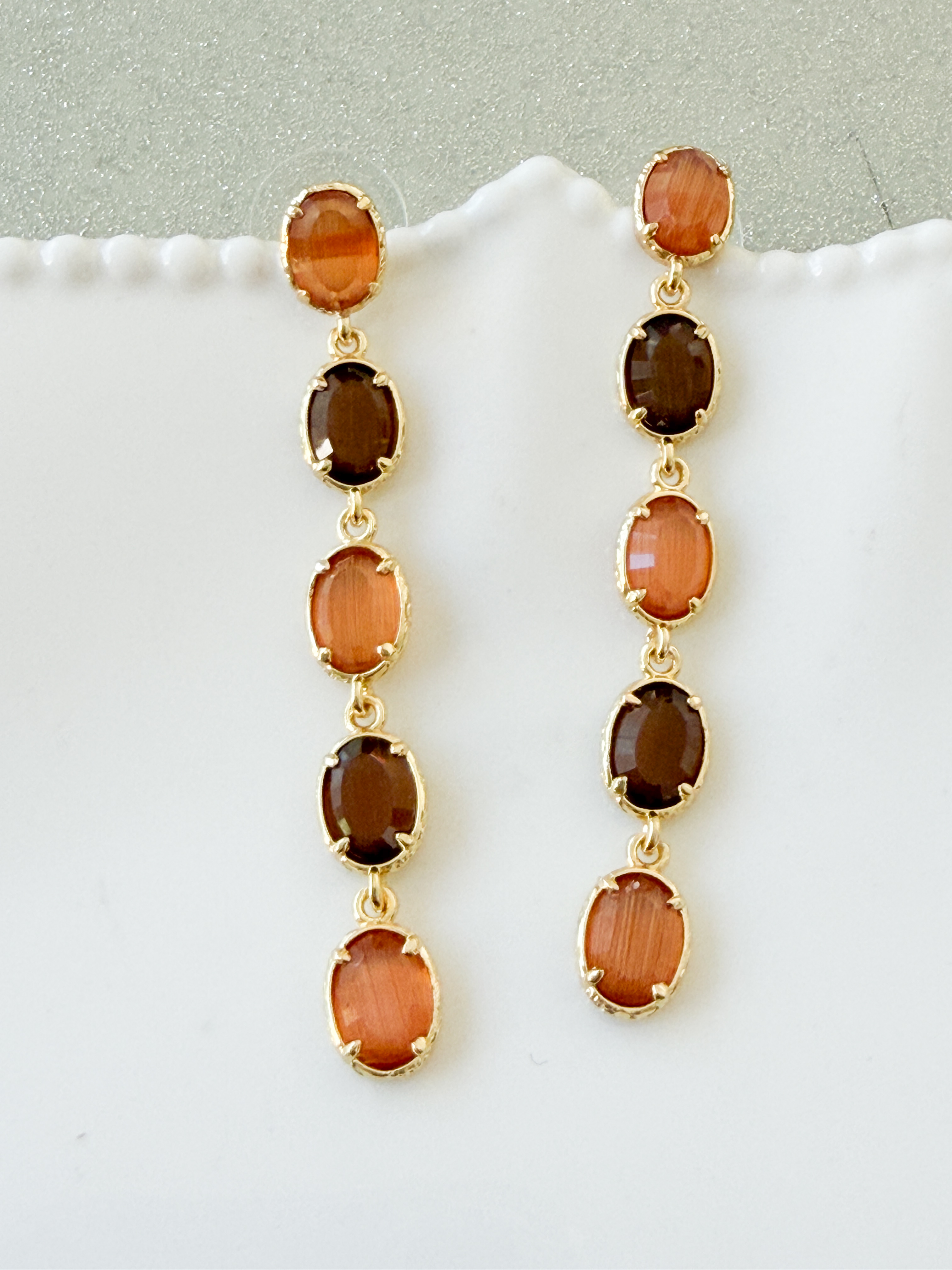 Boucles pierres Grace marron doré