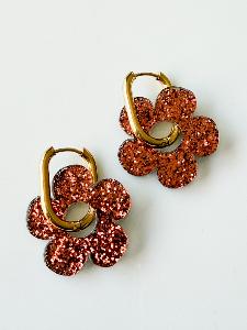 Boucles Lili paillettes marron doré