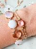 Bracelet cristal rond rose opaque doré