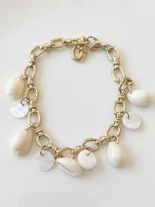 bracelet coquillage blanc doré