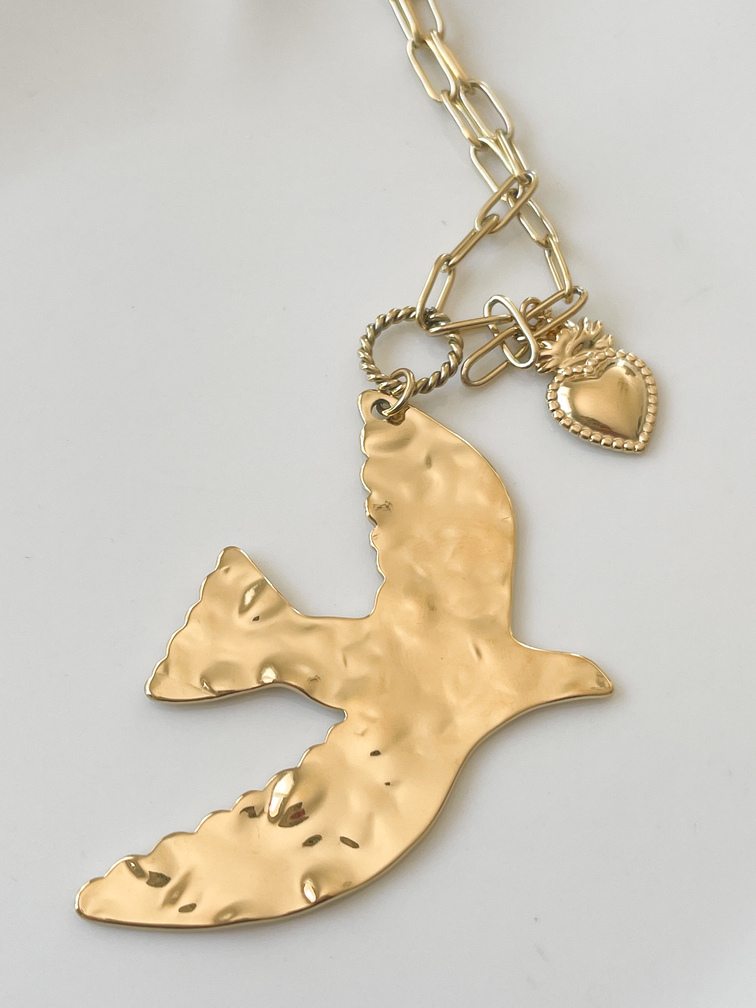 collier sautoir hirondelle doré