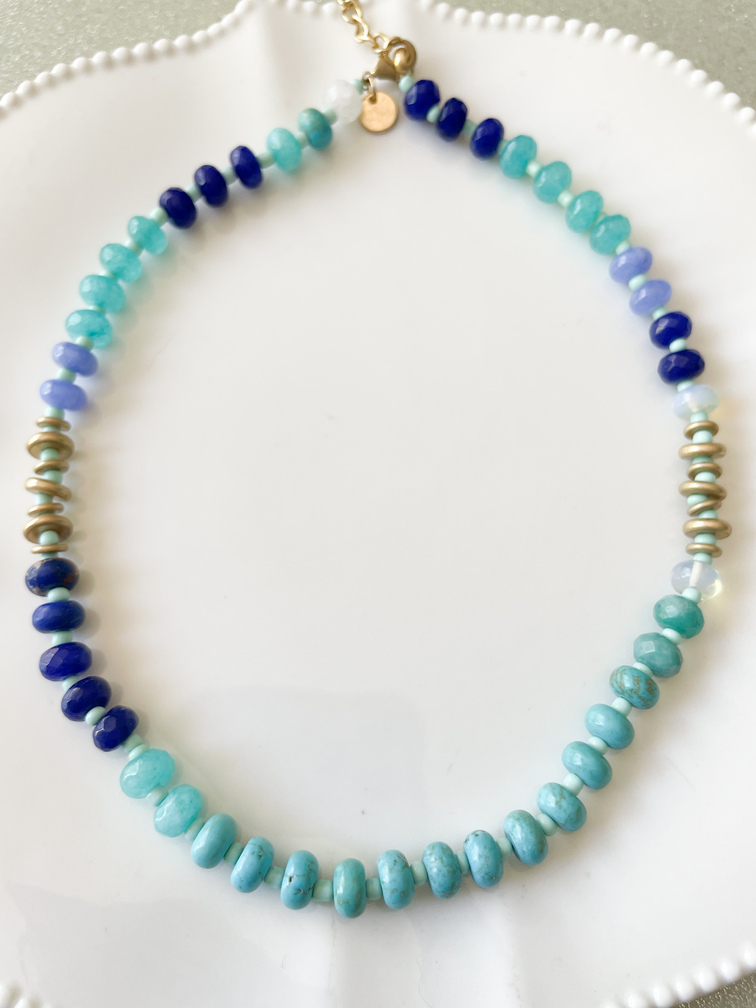 Collier Bonbon turquoise doré