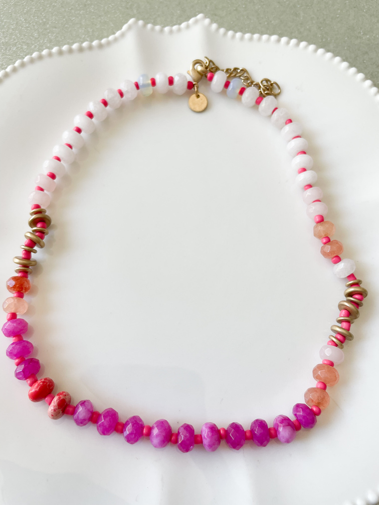 Collier Bonbon rose doré