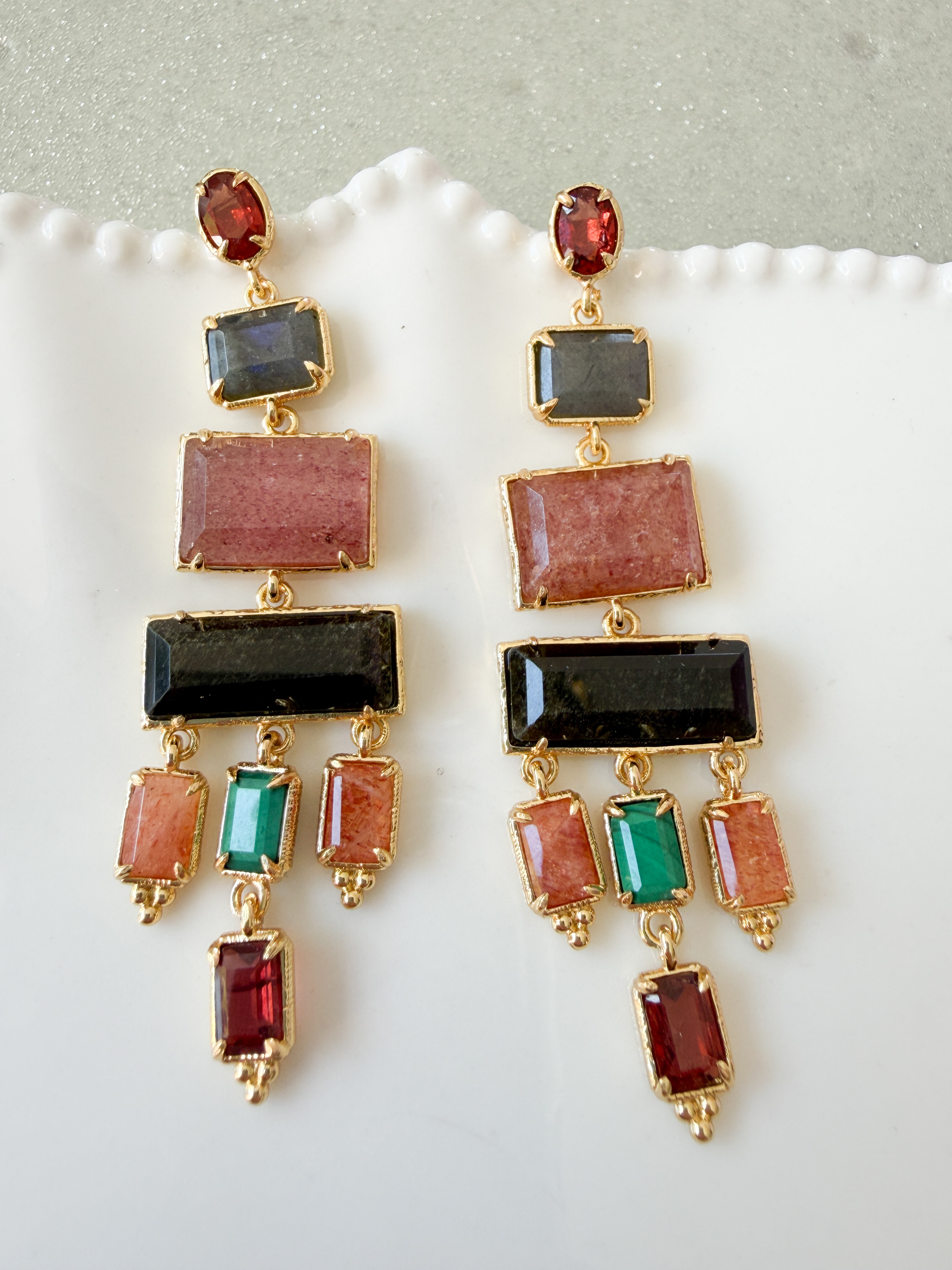 Boucles pierres Rita multi doré