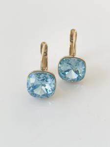 Boucles cristal BB bleu ciel doré