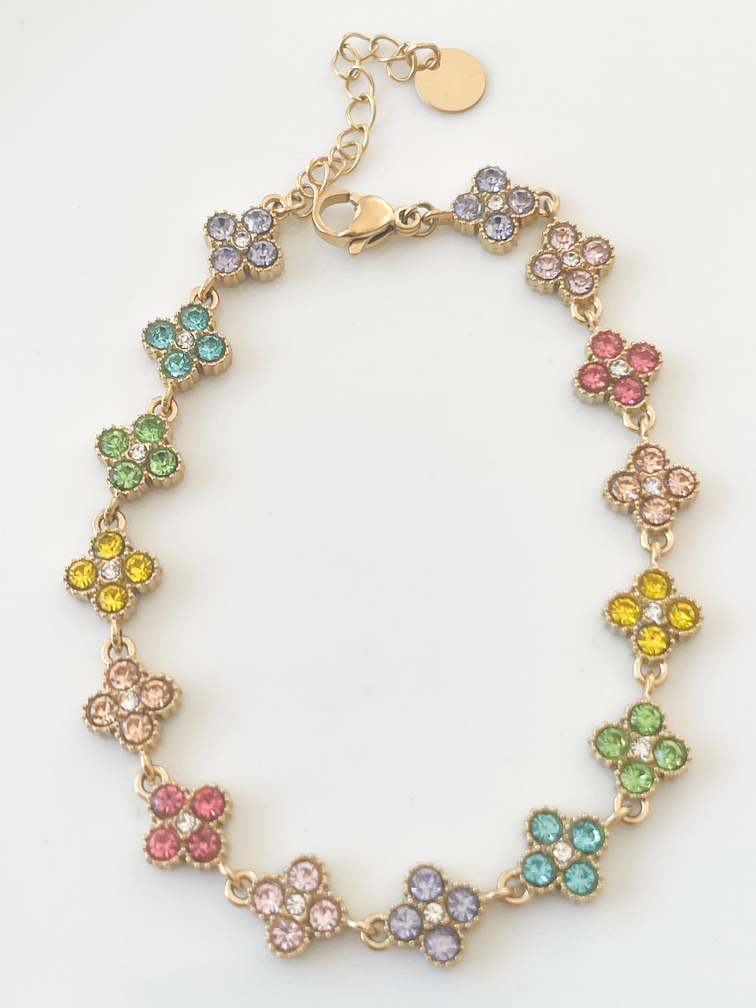 Bracelet Gina fleurs multi doré