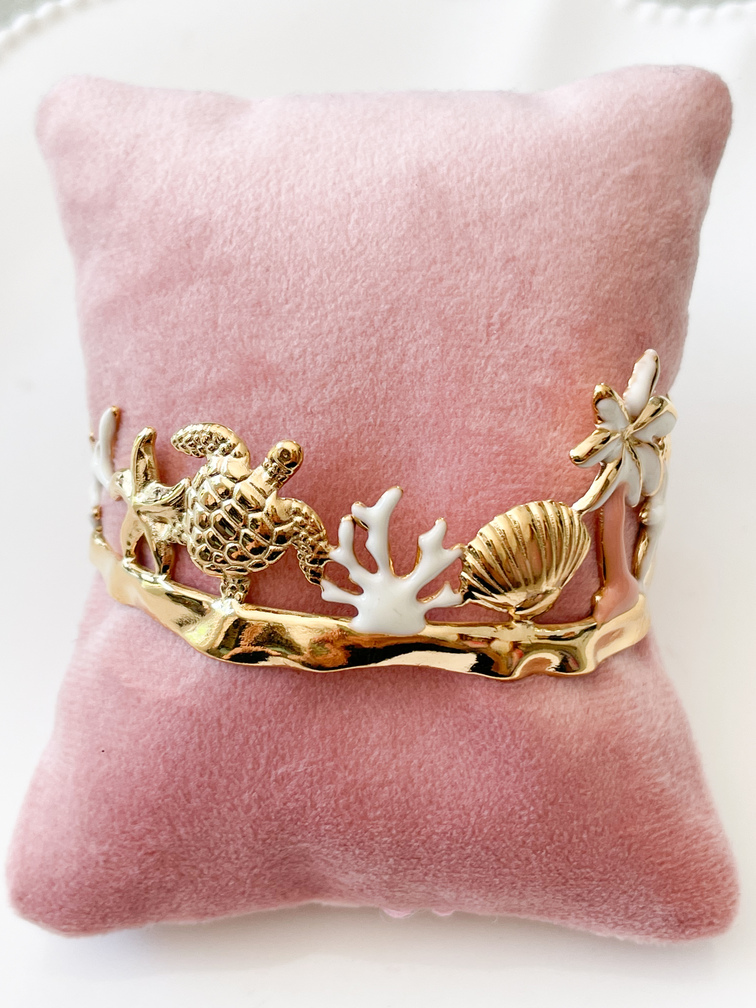 Bracelet jonc Neptune beige doré