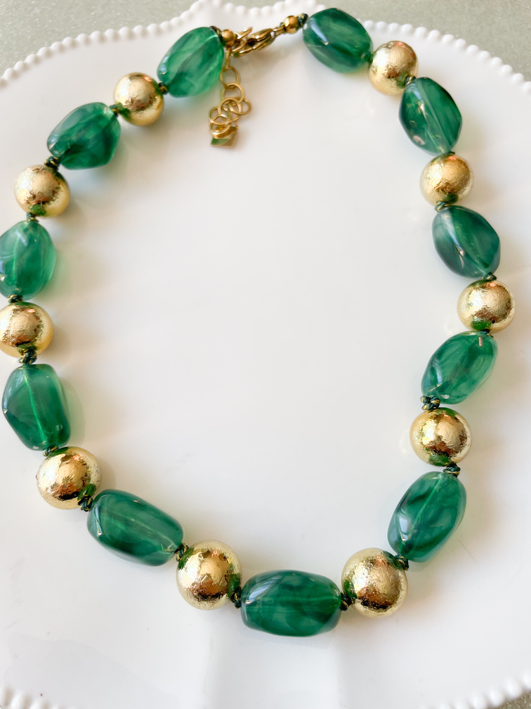 Collier Nicole vert doré