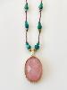 Collier pierres Lou vert rose doré