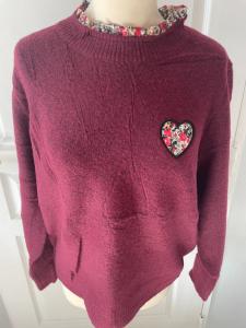 Pull liberty coeur bordeaux taille unique