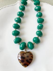 Collier Paloma vert graou doré