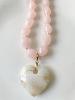 Collier Coeur rose blanc doré