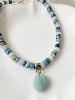 Collier Coeur bleu doré